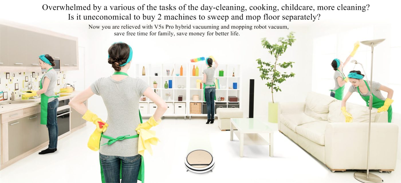 ILIFE V5s Pro Robotic Vacuum Cleaner with Water Tank Mop, Mopping Floor Scrubbing Robot Best