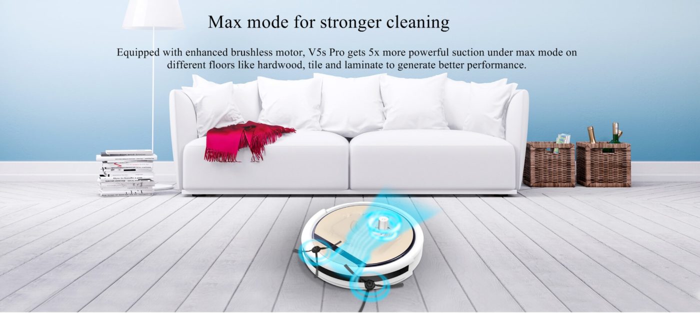 ILIFE V5s Pro Robotic Vacuum Cleaner with Water Tank Mop, Mopping Floor